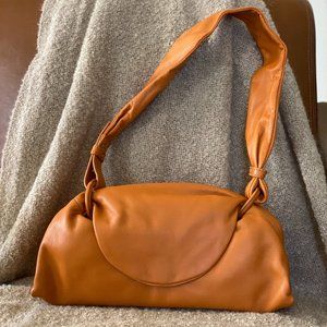 Zara 100% Genuine Orange Leather Flap Shoulder bag